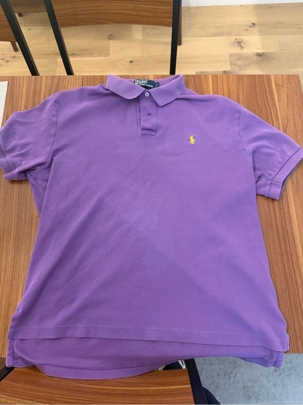 Polo by Ralph Lauren Short Sleeve Polo Shirt - Purple with Yellow Logo
